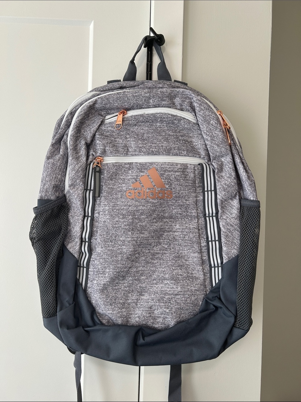adidas Heather Gray Backpack with Rose Gold Accents - Picture 1 of 1